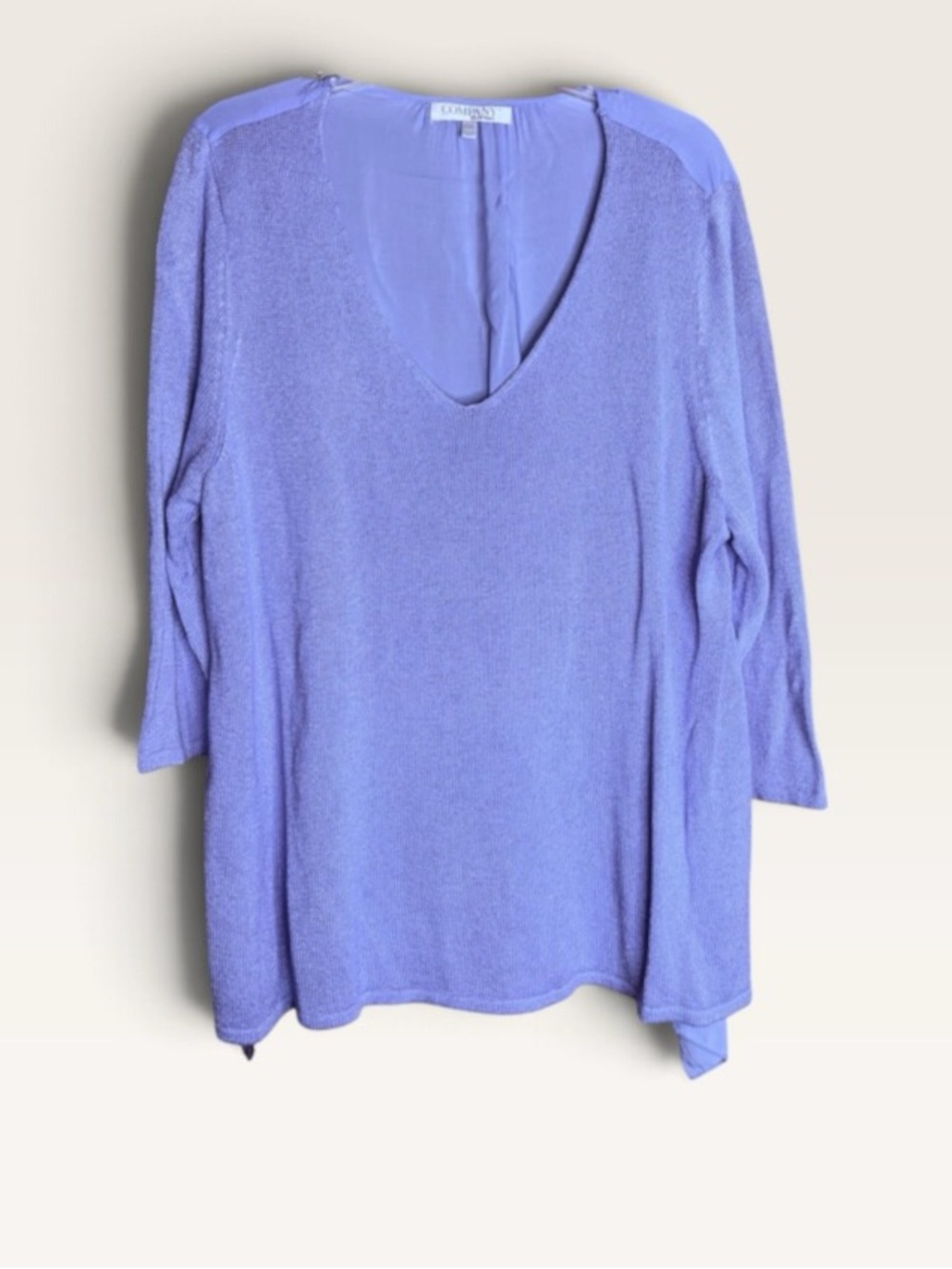 Company Ellen Tracy XXL Cloud Blue Purple V Neck Mixed Media Tunic Top